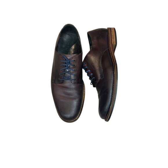 Cole Haan Brown Leather Lace Up Loafers Men’s 11M Blue Laces Vintage Classic - Picture 8 of 9